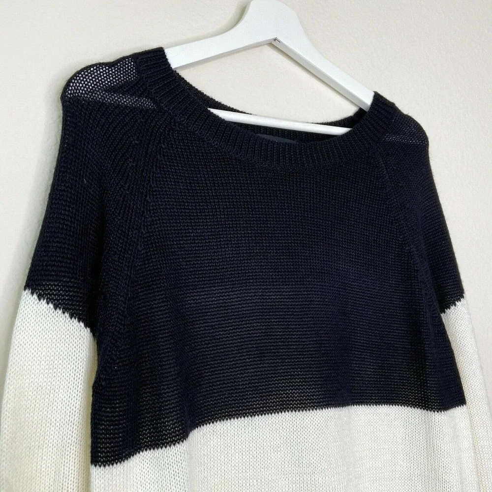 Trouve Striped Color Blocked High Low Sweater